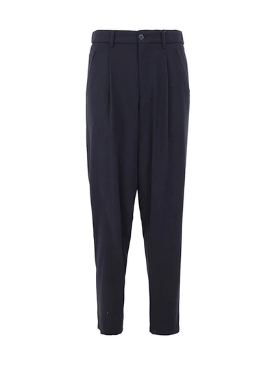 Giorgio Armani One Pence Trousers In Blue