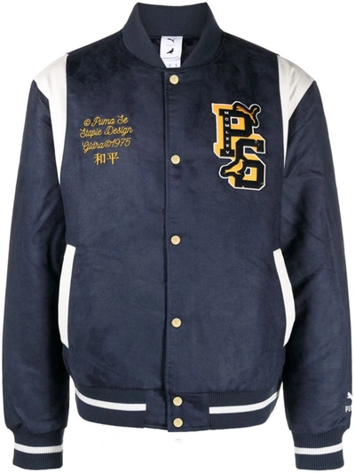 Shop Puma X Staple Varsity Jacket Clothing In New Navy