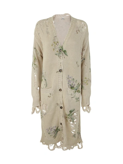 Shop R13 Floral Distressed Long Cardigan Clothing In Green