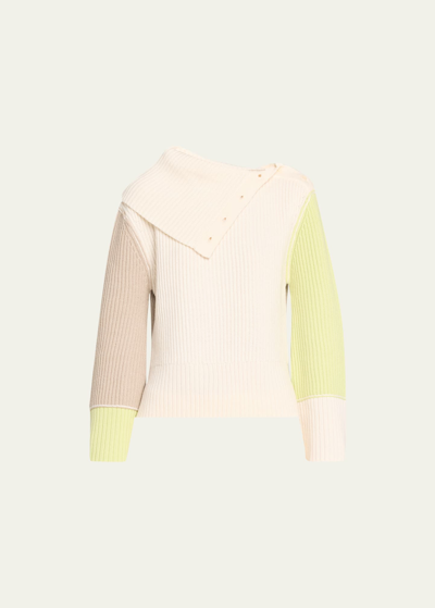 Shop Simkhai Flores Colorblock Wool And Cashmere Sweater In Luminary Multi