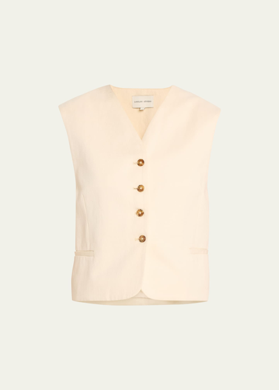 Shop Loulou Studio Iba Linen-blend Vest In Frost Ivory