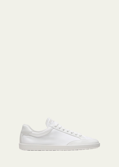 Shop Prada Nylon Low-top Sneakers In Bianco