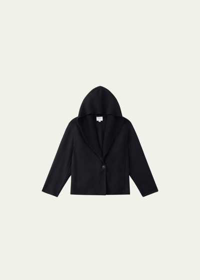 Shop Vince Knit Combo Hooded Wool Jacket In Black