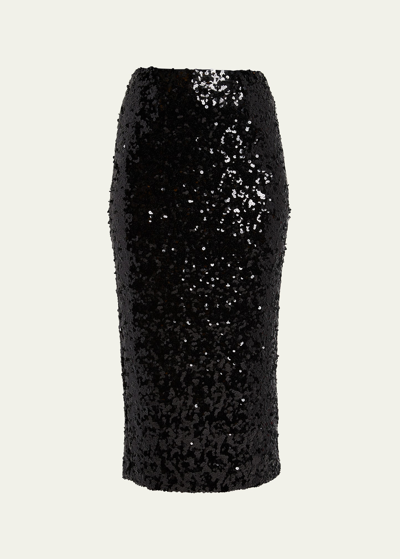 Shop Dolce & Gabbana Sequined Pencil Midi Skirt In Black