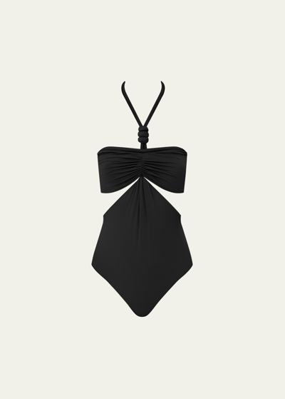 Shop Maygel Coronel Onassis Halter Cutout One-piece Swimsuit In Black