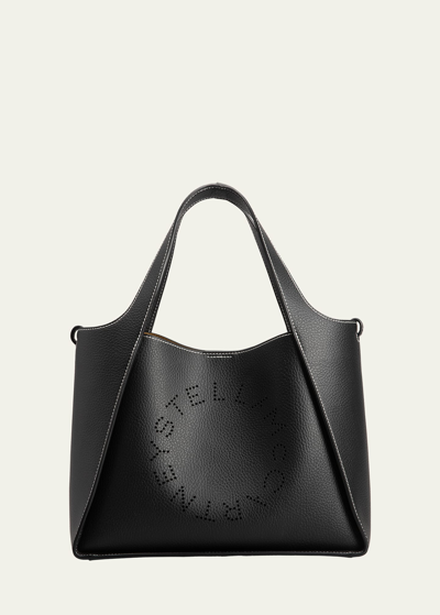Shop Stella Mccartney Perforated Logo Faux-leather Crossbody Bag In Black