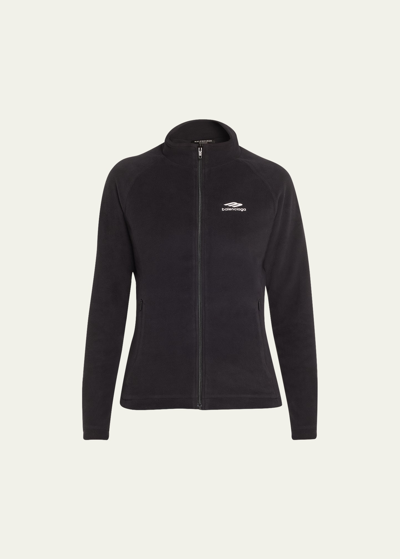 Shop Balenciaga 3b Sports Icon Zip-up Jacket In Noir