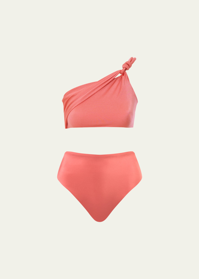 Shop Maygel Coronel Quipo Shimmering Two-piece Swimsuit In Fiaba Pink