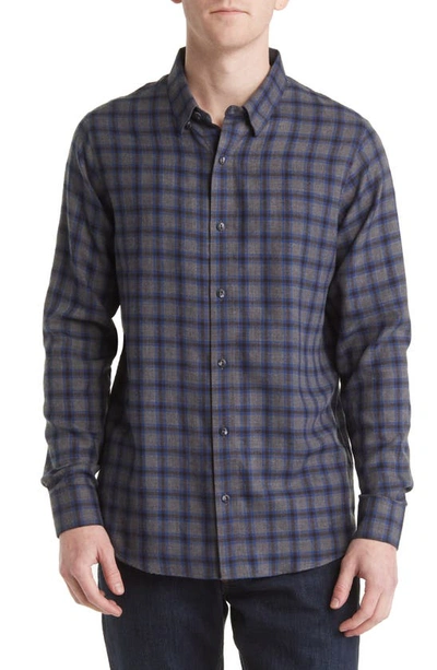 Travis Mathew Time Of Your Life Plaid Button-up Shirt In Heather Grey Pinstripe