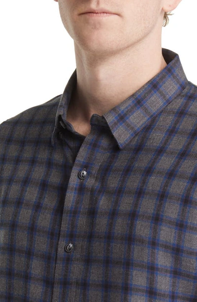 Travis Mathew Time Of Your Life Plaid Button-up Shirt In Heather Grey Pinstripe