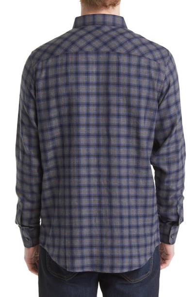 Travis Mathew Time Of Your Life Plaid Button-up Shirt In Heather Grey Pinstripe