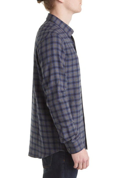 Travis Mathew Time Of Your Life Plaid Button-up Shirt In Heather Grey Pinstripe