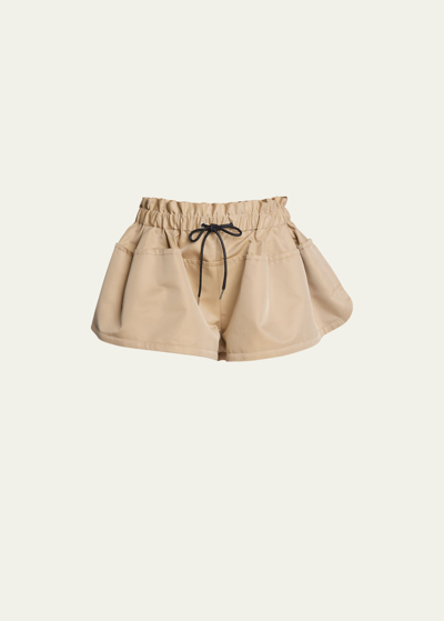 Shop Sacai Elastic-waist Flare Shorts In Beige
