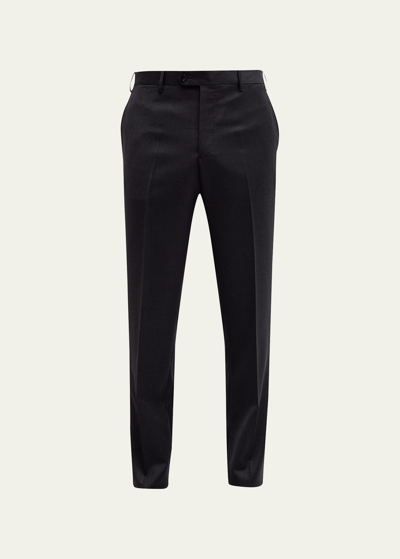 Shop Giorgio Armani Men's Solid Wool Trousers In Grey