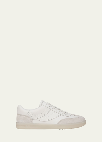 Shop Vince Oasis Bicolor Leather Retro Sneakers In Chalk Whitehorcha