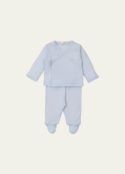 Shop Kissy Kissy Boy's Fleecy Sheep Top And Footed Pants Set In Light Blue