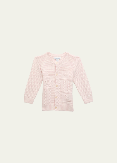 Shop Ralph Lauren Girl's Cardigan W/ Bear Intarsia In Delicate Pink