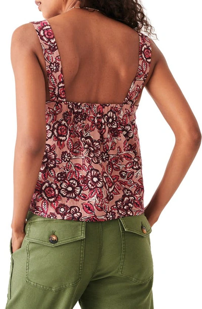 Shop Faherty Pacifica Floral Square Neck Linen Blend Tank In Rose Desert Bloom