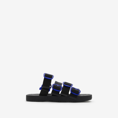 Shop Burberry Nylon Strap Sandals In Black