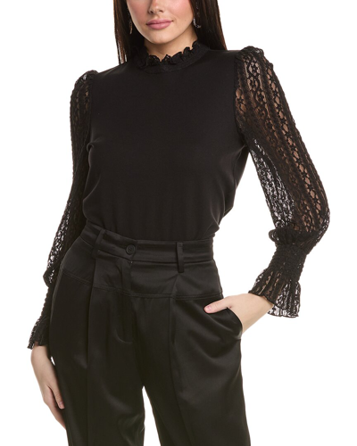 Shop Anne Klein Ruffle Neck Top In Black