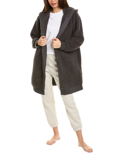 Shop Dkny Hooded Lounge Layer In Grey