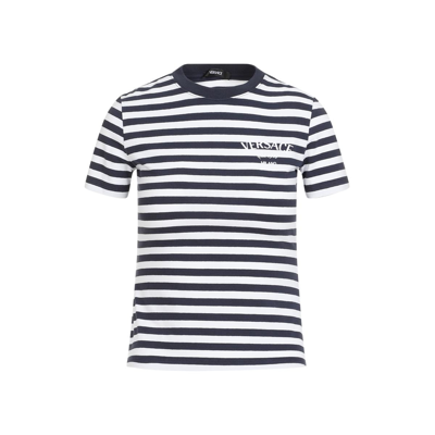 Shop Versace Nautical Stripes T-shirt Tshirt In White