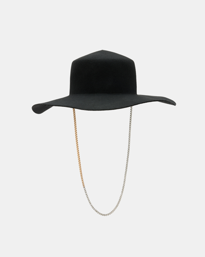 Shop Allsaints Mila Chain Strap Wool Bolero Hat In Black