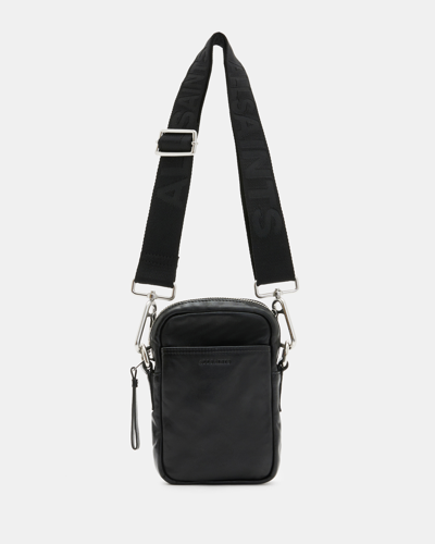 Shop Allsaints Zumo Leather Phone Pouch In Black