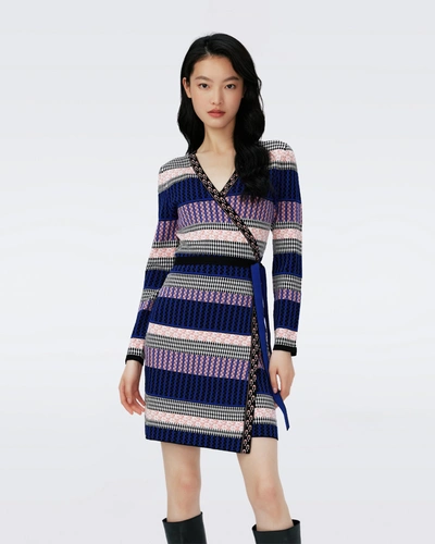 Shop Diane Von Furstenberg Dvf In Multicolor Knit Stripe Pink And 