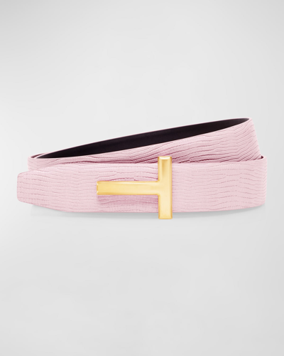 Shop Tom Ford T Reversible Leather Belt In 3pn04 Pastel Pink