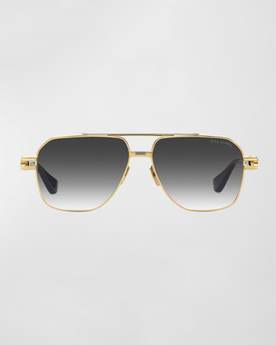 Shop Dita Men's Kudru Titanium Aviator Sunglasses In Yellow Gold Antiq