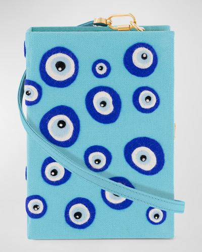 Shop Olympia Le-tan Watchful Gaze Book Clutch Bag In Turquoise Pierre