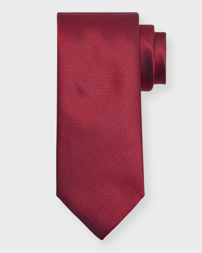 Shop Canali Men's Micro-textured Silk Tie In Red