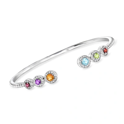Shop Ross-simons Multi-gemstone Cuff Bracelet In Sterling Silver In Pink