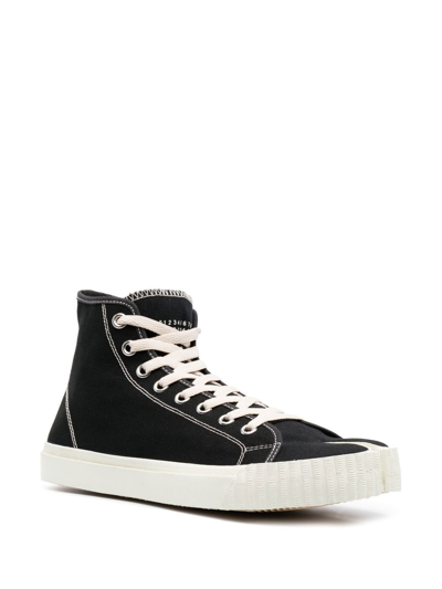 Shop Maison Margiela Tabi Canvas Sneakers In Black