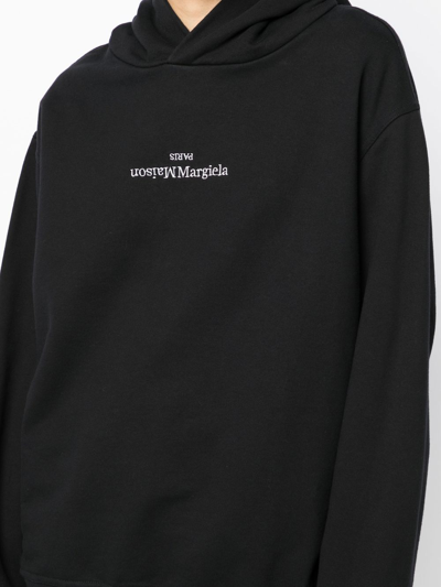 Shop Maison Margiela Logo Cotton Hoodie In Black