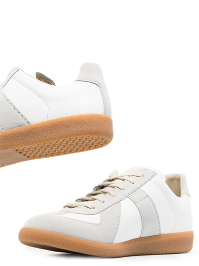 Shop Maison Margiela Replica Leather Sneakers In White