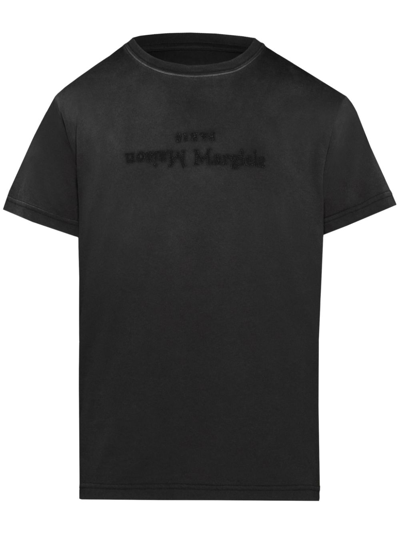 Shop Maison Margiela Logo Cotton T-shirt In Grey