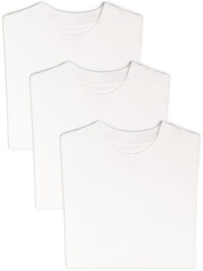 Shop Jil Sander 3-pack Logo Organic Cotton T-shirt In White