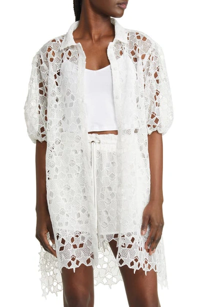 Shop 7 For All Mankind Lace Tunic Shirt In Antique White