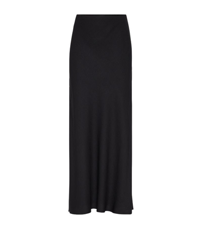 Shop Brunello Cucinelli Linen-blend Bias-cut Maxi Skirt In Black