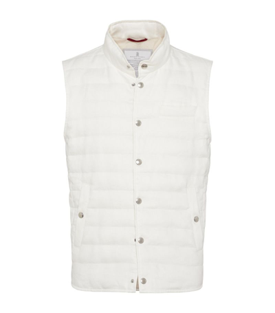 Shop Brunello Cucinelli Lightweight Down Vest In White