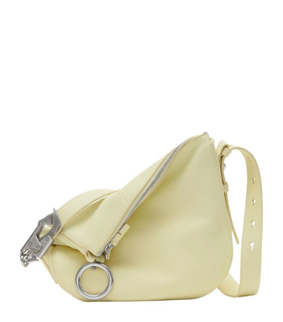 Shop Burberry Small Leather Knight Shoulder Bag In Neutrals