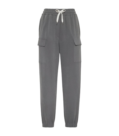 Shop Brunello Cucinelli French Terry Cargo Sweatpants In Grey