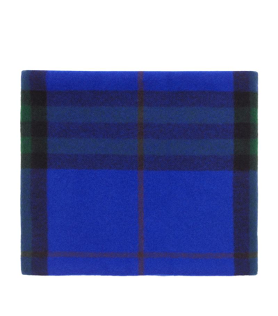 Shop Burberry Cashmere Check Snood In Blue