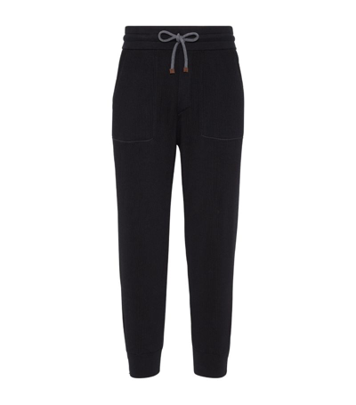 Shop Brunello Cucinelli Cotton Zip-cuff Sweatpants In Black