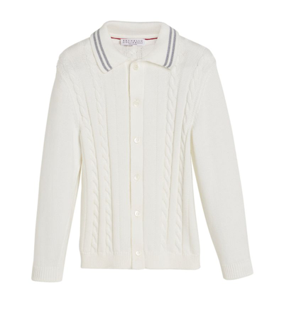 Shop Brunello Cucinelli Cable-knit Cardigan (4-12 Years) In White
