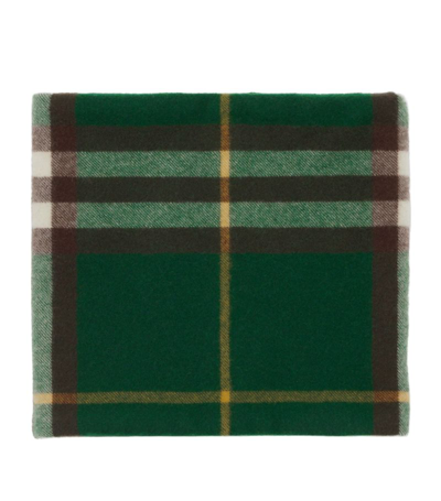Shop Burberry Cashmere Check Snood In Green