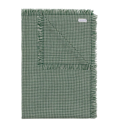 Shop Burberry Wool-silk Houndstooth Scarf In Green
