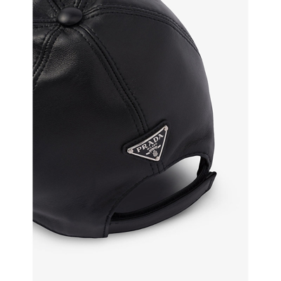 Prada Nappa Leather Baseball Cap In Black